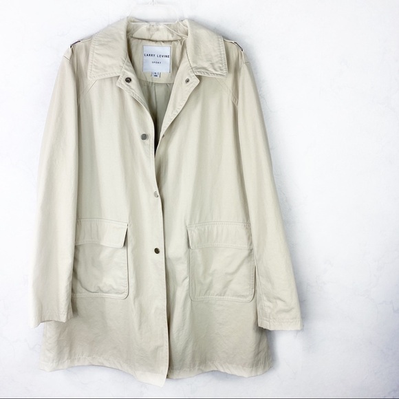 [Larry Levine] Classic Tan Utility Trench Jacket - Picture 1 of 4